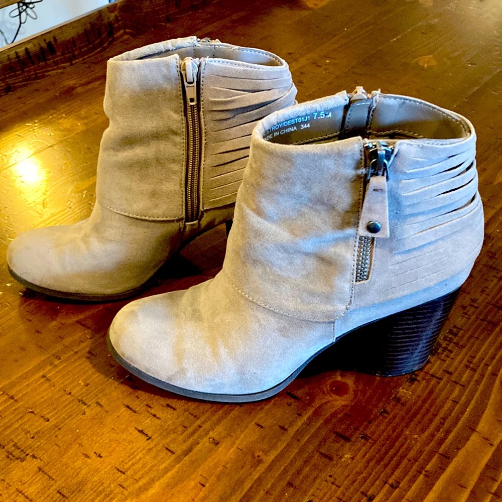 Madden Girl Taupe Suede Booties - size 7.5